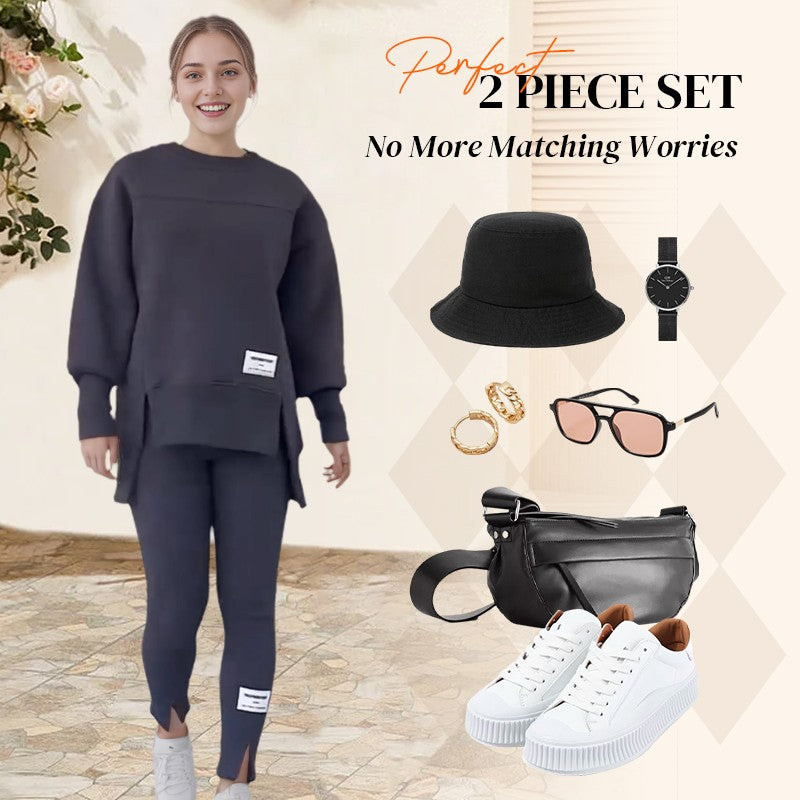 👚🧘‍♀️ Avslappnat Set med Sweatshirt och Leggings – Bekvämt, Trendigt & Perfekt för Träning eller Avkoppling 🏃‍♀️📦