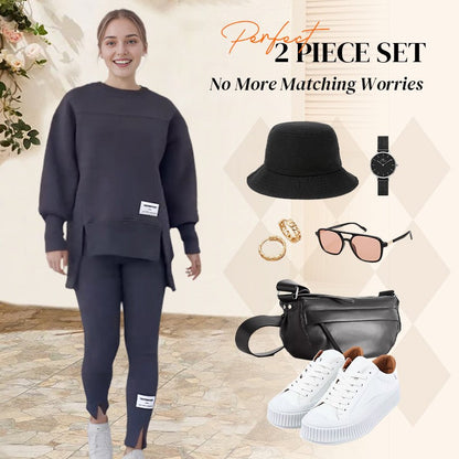 👚🧘‍♀️ Avslappnat Set med Sweatshirt och Leggings – Bekvämt, Trendigt & Perfekt för Träning eller Avkoppling 🏃‍♀️📦