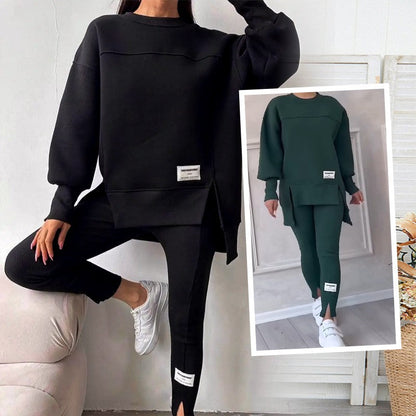 👚🧘‍♀️ Avslappnat Set med Sweatshirt och Leggings – Bekvämt, Trendigt & Perfekt för Träning eller Avkoppling 🏃‍♀️📦