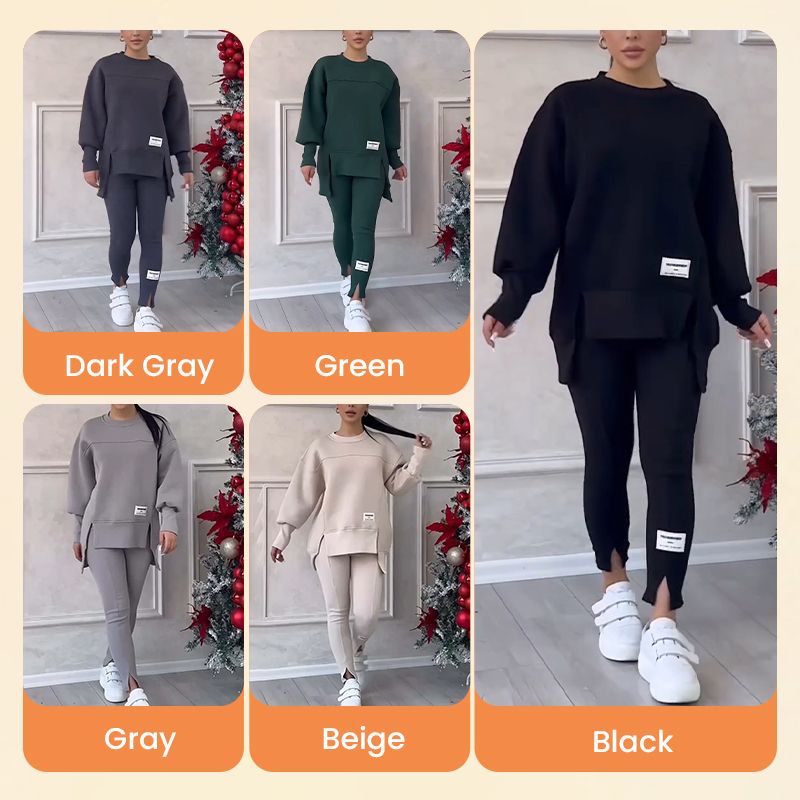 👚🧘‍♀️ Avslappnat Set med Sweatshirt och Leggings – Bekvämt, Trendigt & Perfekt för Träning eller Avkoppling 🏃‍♀️📦