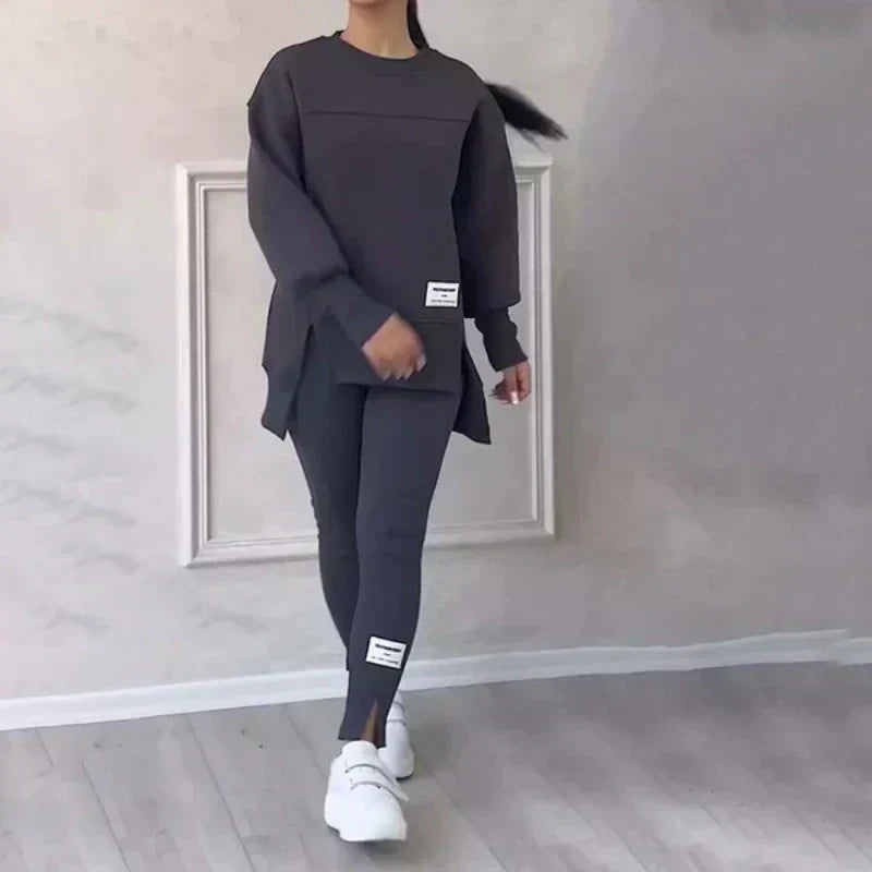 👚🧘‍♀️ Avslappnat Set med Sweatshirt och Leggings – Bekvämt, Trendigt & Perfekt för Träning eller Avkoppling 🏃‍♀️📦