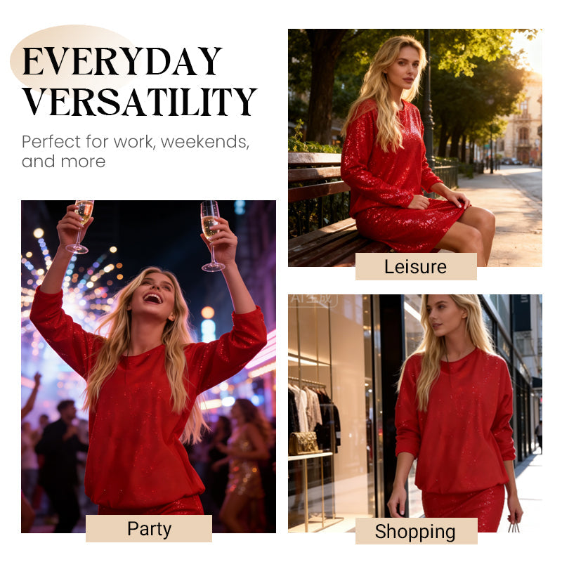 Chique Sparkle Faux 2-delige mini-jurk