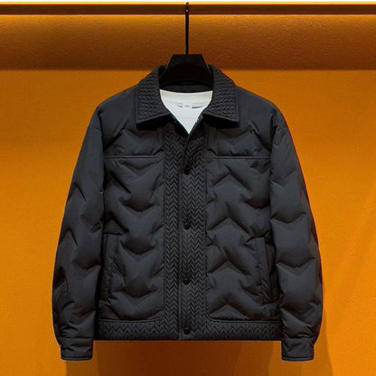 Vintage chic varm kappa med vadderad krage för herr