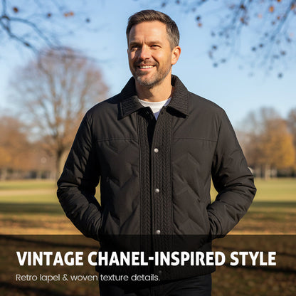 Vintage chic varm kappa med vadderad krage för herr