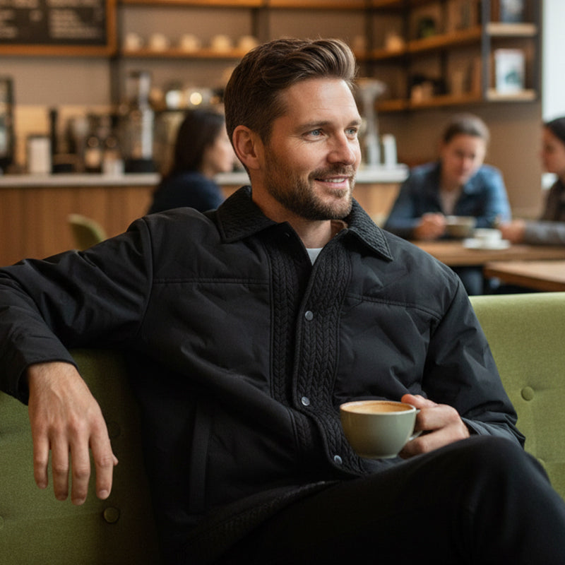 Vintage chic varm kappa med vadderad krage för herr