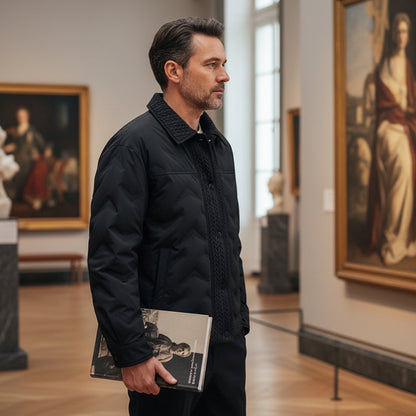 Vintage chic varm kappa med vadderad krage för herr