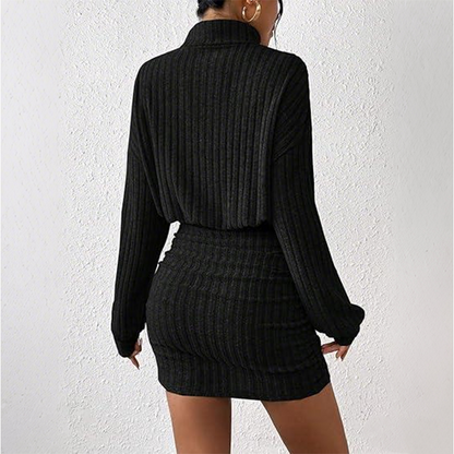 Rynkad stickad bodycon-klänning för damer