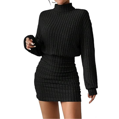 Rynkad stickad bodycon-klänning för damer