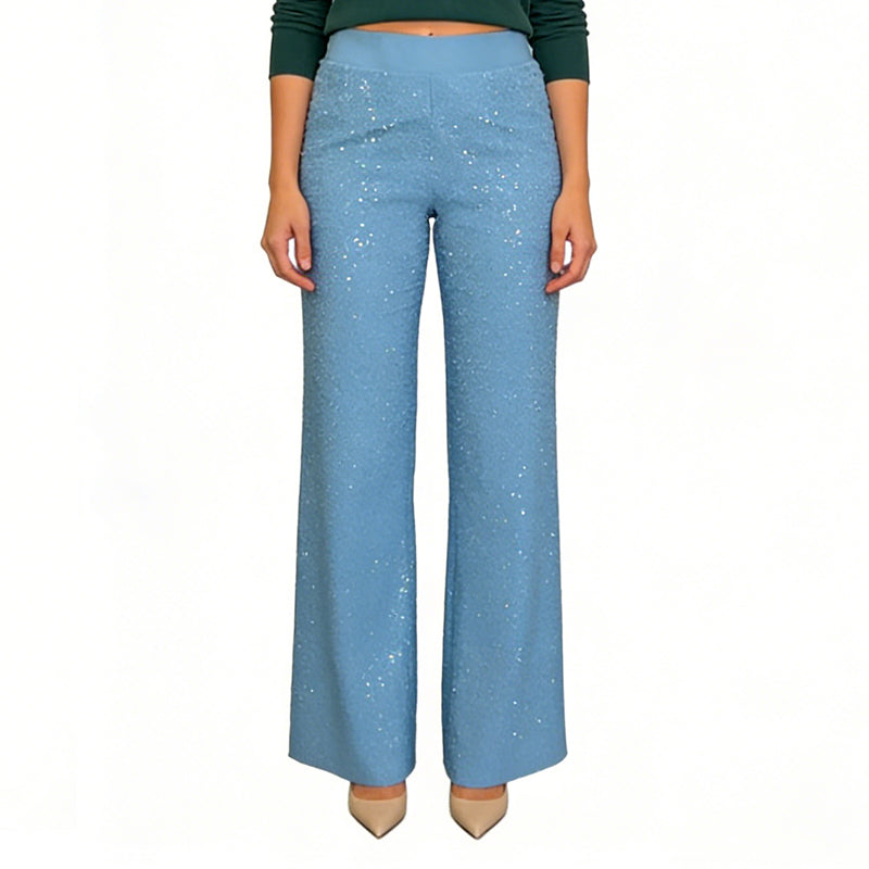 Högmidjade glitterbyxor med raka ben