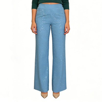 Högmidjade glitterbyxor med raka ben
