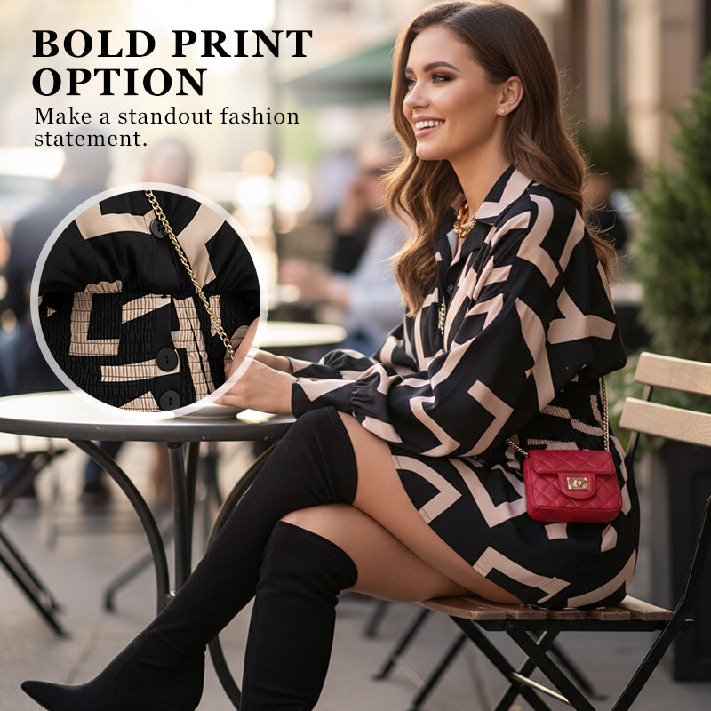 Modig skjortklänning med insvängd midja för kvinnor