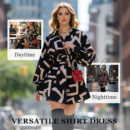 Modig skjortklänning med insvängd midja för kvinnor