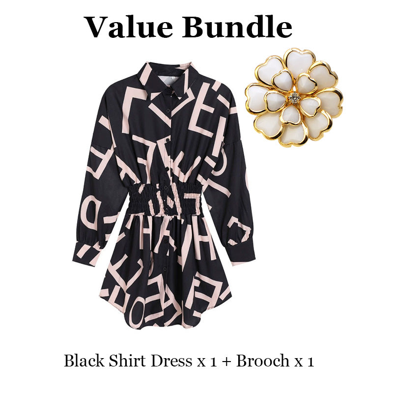 Modig skjortklänning med insvängd midja för kvinnor