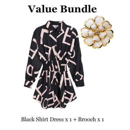 Modig skjortklänning med insvängd midja för kvinnor