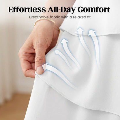 Elegant klänning med lager på lager och volangärmar för kvinnor