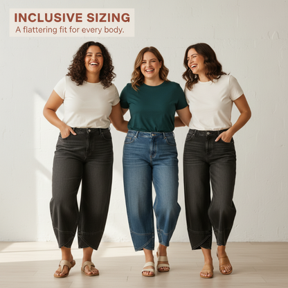 🔥Erbjudande i begränsad tid - Casual, vida ben, beskurna jeans för kvinnor