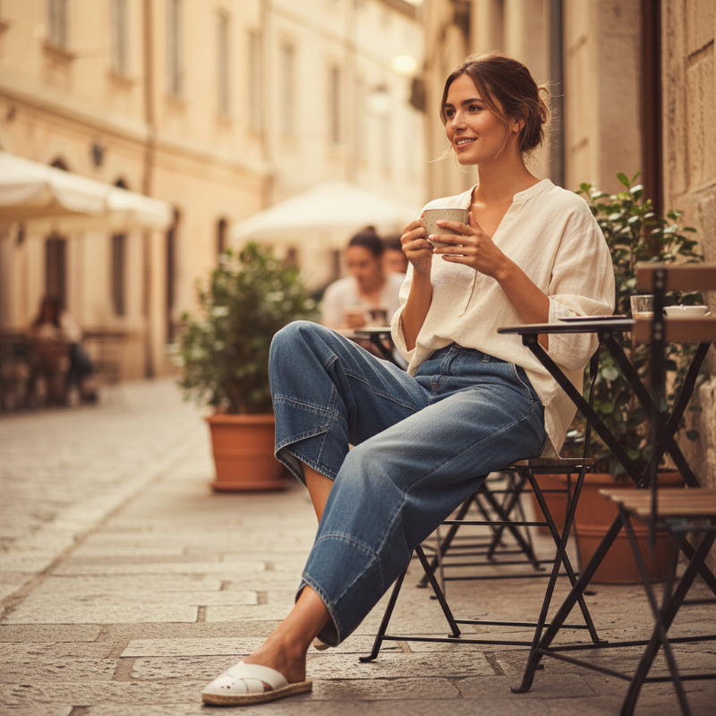🔥Erbjudande i begränsad tid - Casual, vida ben, beskurna jeans för kvinnor