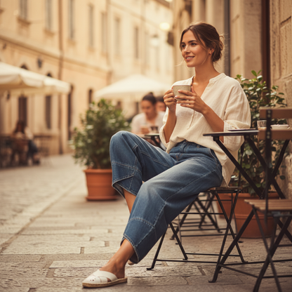 🔥Erbjudande i begränsad tid - Casual, vida ben, beskurna jeans för kvinnor