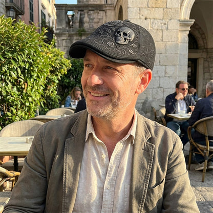 🔥🎁Nyhet 50 % RABATT🔥Gubbkeps med Dödskallar och Törnen