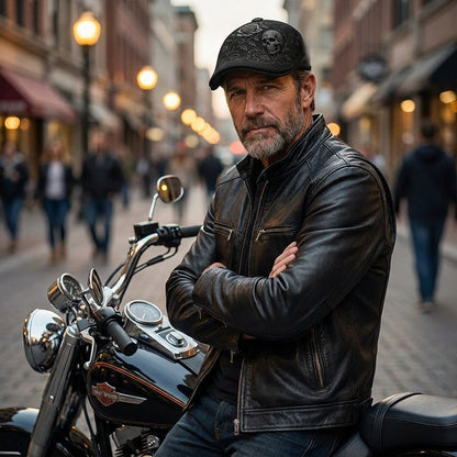 🔥🎁Nyhet 50 % RABATT🔥Gubbkeps med Dödskallar och Törnen