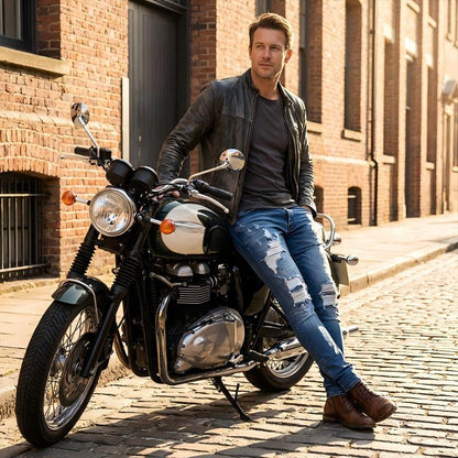 👖60% RABATT! 🔥 Snygga slitna skinny jeans för män – Slim Tapered Passform, Andningsbar Bomull och Eleganta Rivna Detaljer