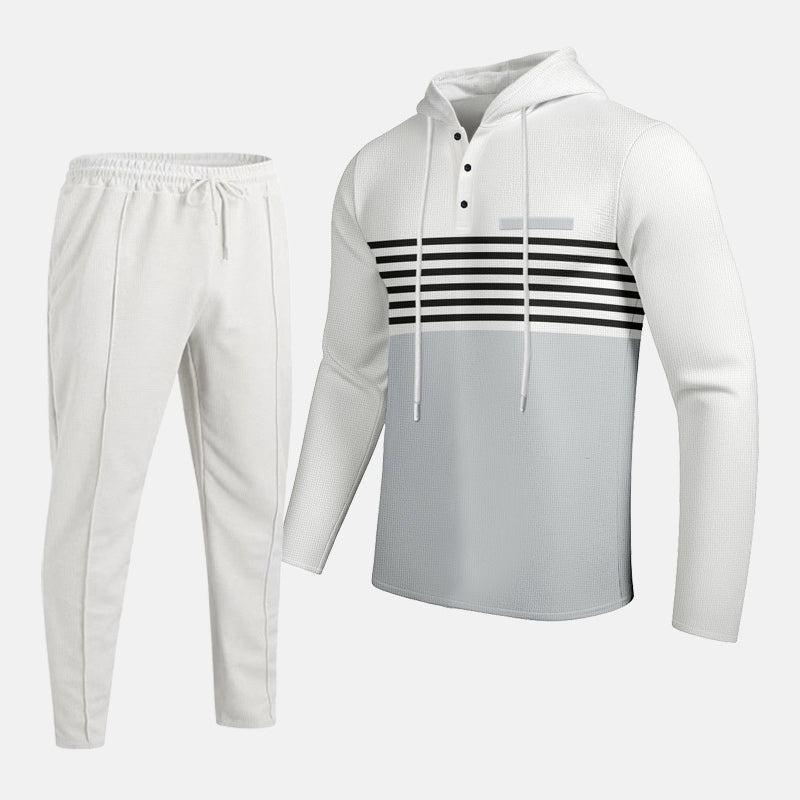 🔥Färgblockerad träningsoverall med huva för herr