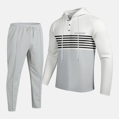 🔥Färgblockerad träningsoverall med huva för herr