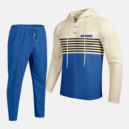 🔥Färgblockerad träningsoverall med huva för herr