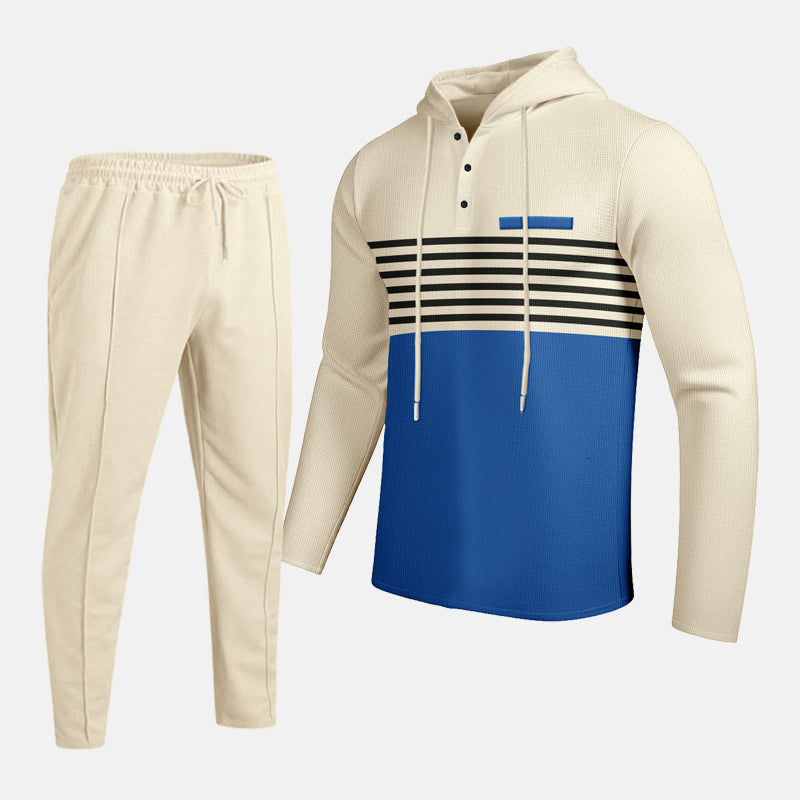 🔥Färgblockerad träningsoverall med huva för herr