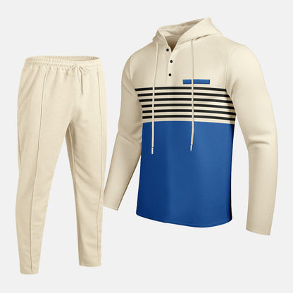 🔥Färgblockerad träningsoverall med huva för herr