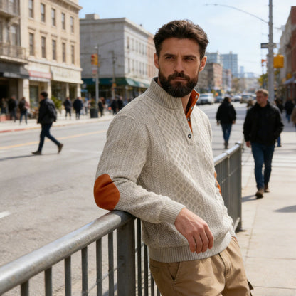 Herrstrukna Jacquardkragade Tröjor