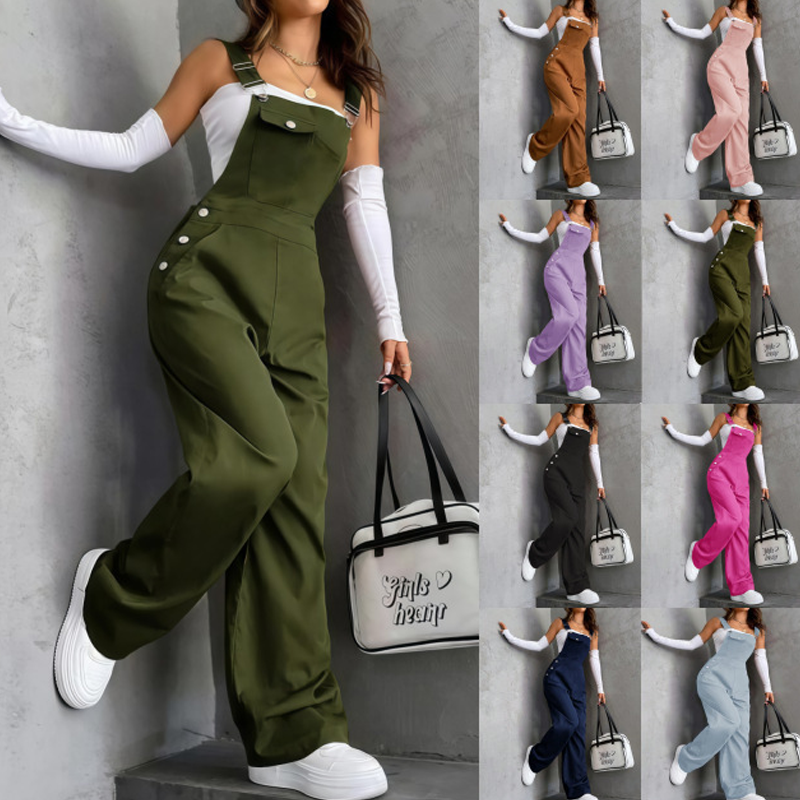 Retro cargojumpsuit voor dames met zakken