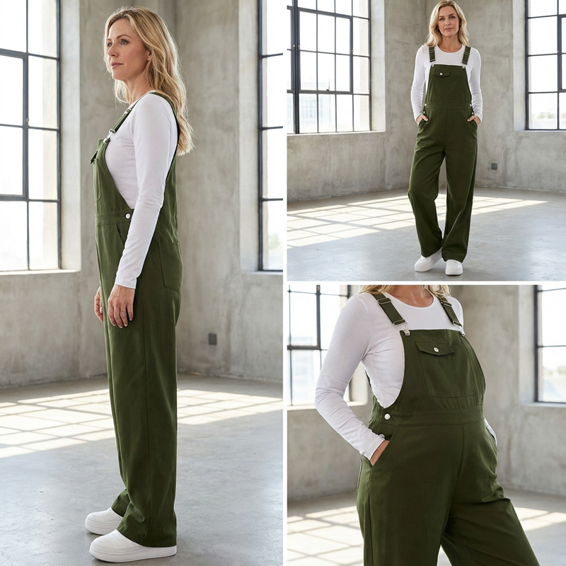 Retro cargojumpsuit voor dames met zakken
