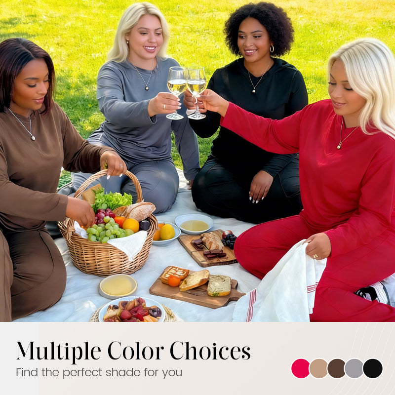 2-delat set med långärmad topp och byxor med vida ben för damer