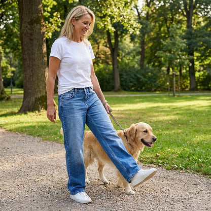 🔥 50% RABATT! ⏰ Lättillverkad Chic Slapppassande Vida Ben Jeans – Gradientvättad, Högkvalitativt Jeansmaterial & Komfort Hela Dagen 👖✨