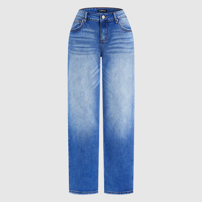 🔥 50% RABATT! ⏰ Lättillverkad Chic Slapppassande Vida Ben Jeans – Gradientvättad, Högkvalitativt Jeansmaterial & Komfort Hela Dagen 👖✨