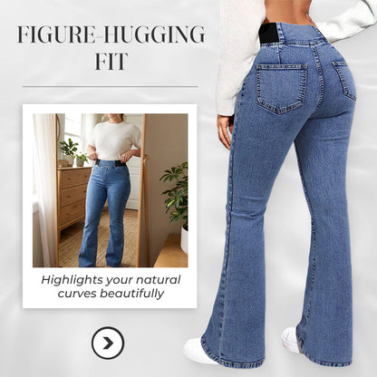 👖✨ 50% RABATT! | Högmidjade Stretchiga Flare-jeans – Slim Fit & Klassisk Flare!
