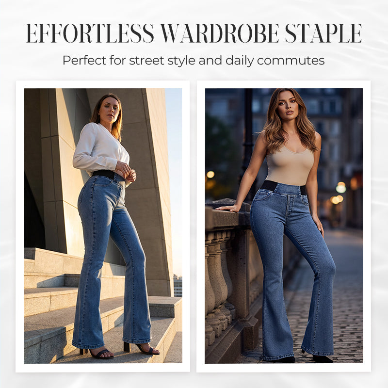 👖✨ 50% RABATT! | Högmidjade Stretchiga Flare-jeans – Slim Fit & Klassisk Flare!