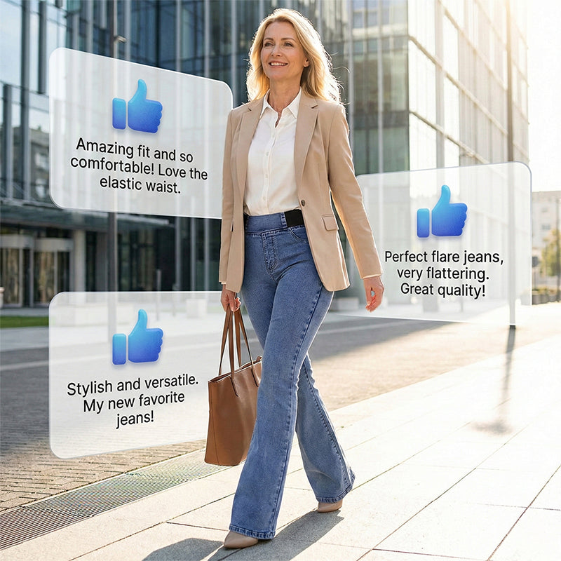 👖✨ 50% RABATT! | Högmidjade Stretchiga Flare-jeans – Slim Fit & Klassisk Flare!