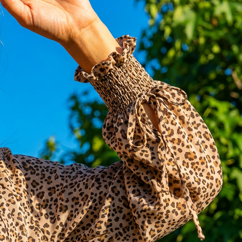 Köp två artiklar och få gratis leverans - Damklänning med V-ringning, långa ärmar och volangkant