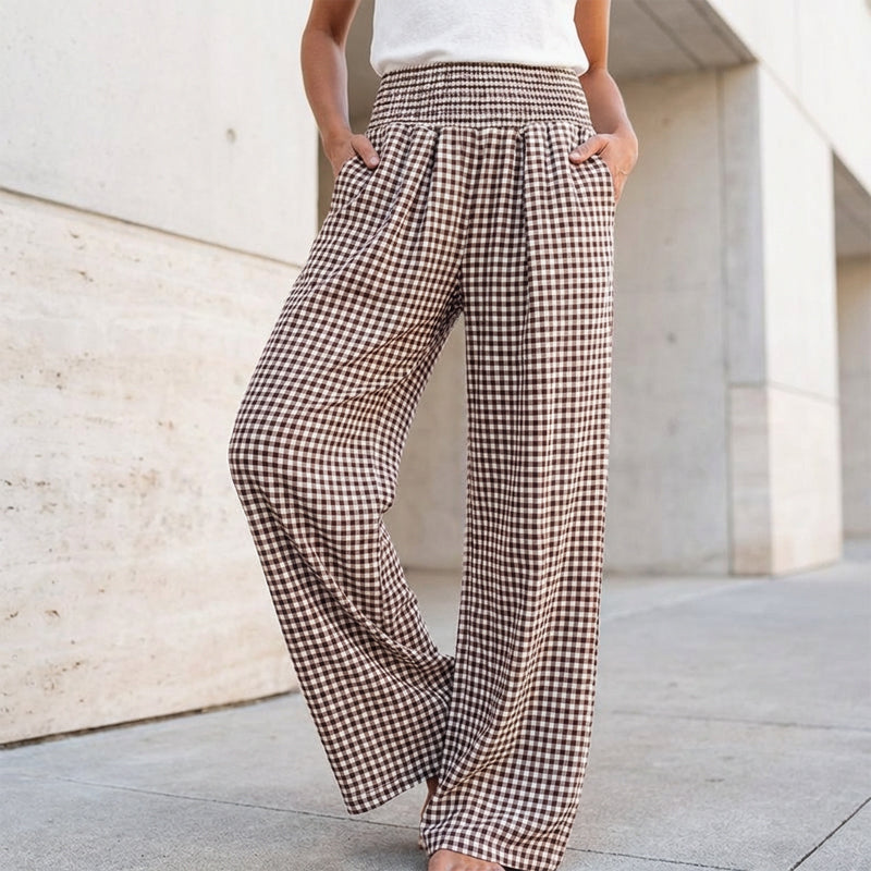 ⏳SISTA DAGEN REA 50 % RABATT!🎁Randiga byxor med vida ben, hög midja och fickor