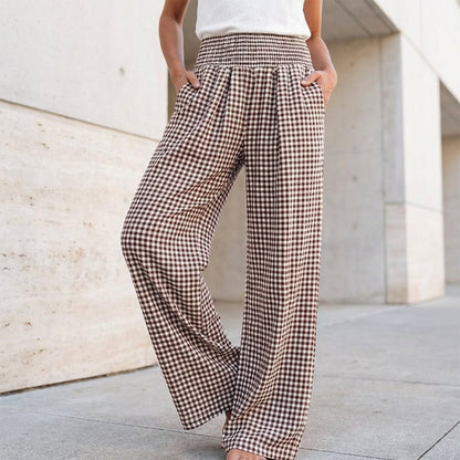 ⏳SISTA DAGEN REA 50 % RABATT!🎁Randiga byxor med vida ben, hög midja och fickor