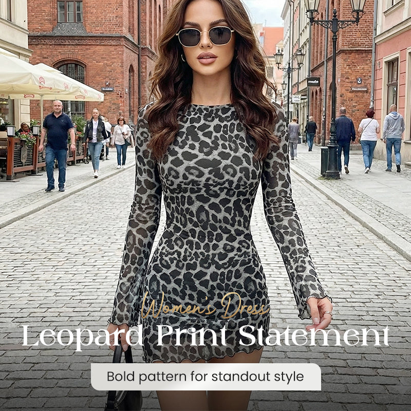 🎁Köp tre artiklar och få gratis leverans💥Damklänning i leopardmönster🐆