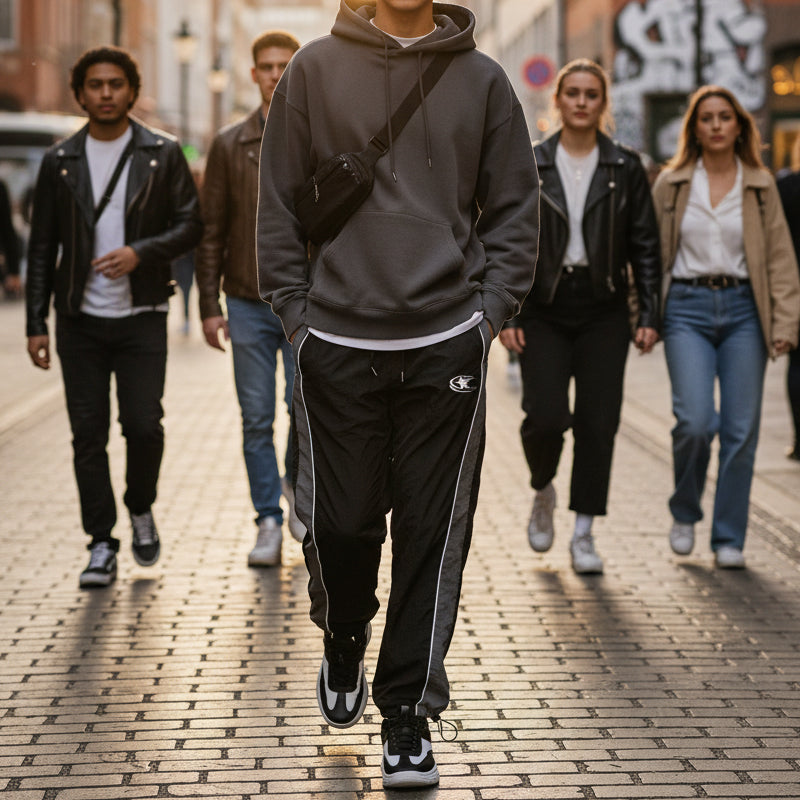 Snabborkande träningsbyxor för herr med sidoränder