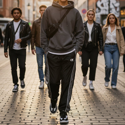 Snabborkande träningsbyxor för herr med sidoränder