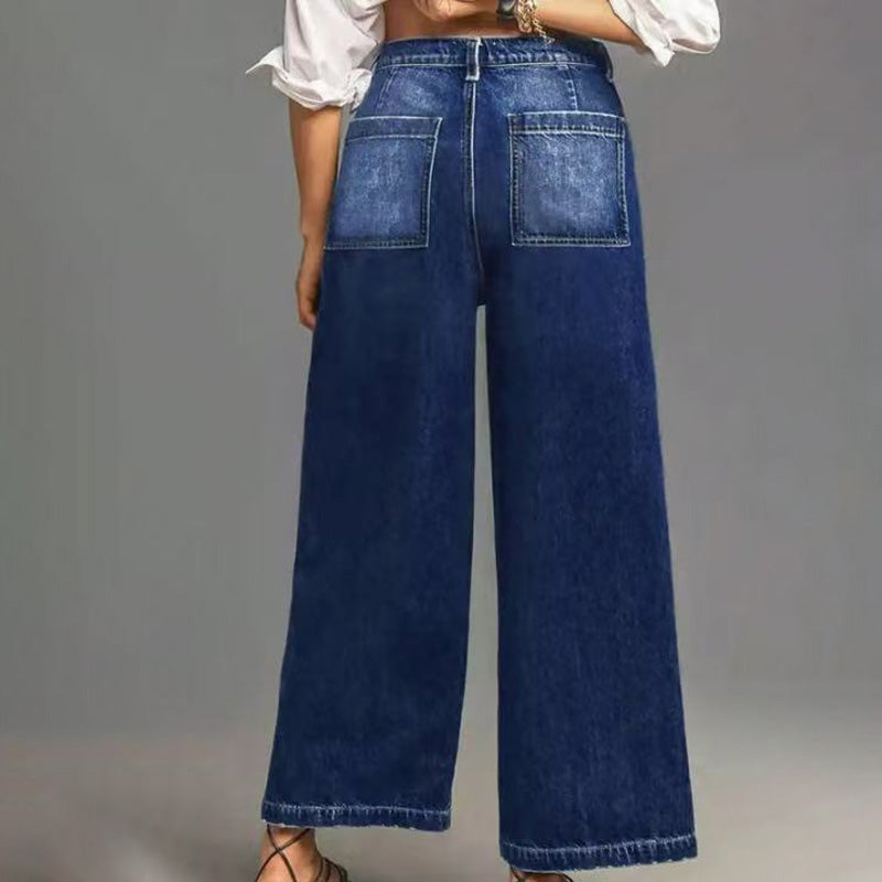 👖 50% RABATT!🌟Damjeans med hög midja och vida ben