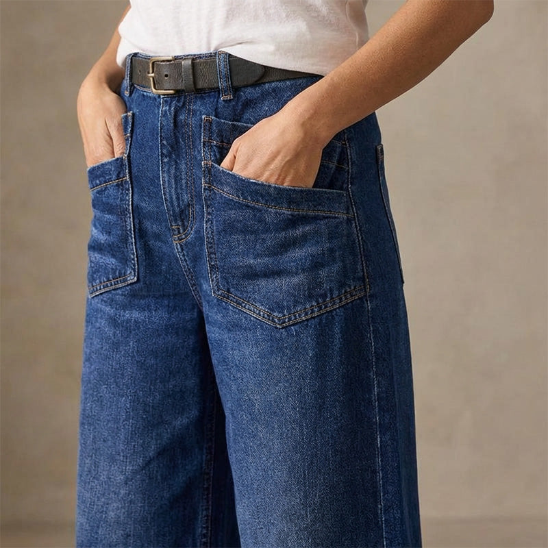 👖 50% RABATT!🌟Damjeans med hög midja och vida ben