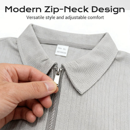 Sommarcasual set med skjorta med dragkedja och short