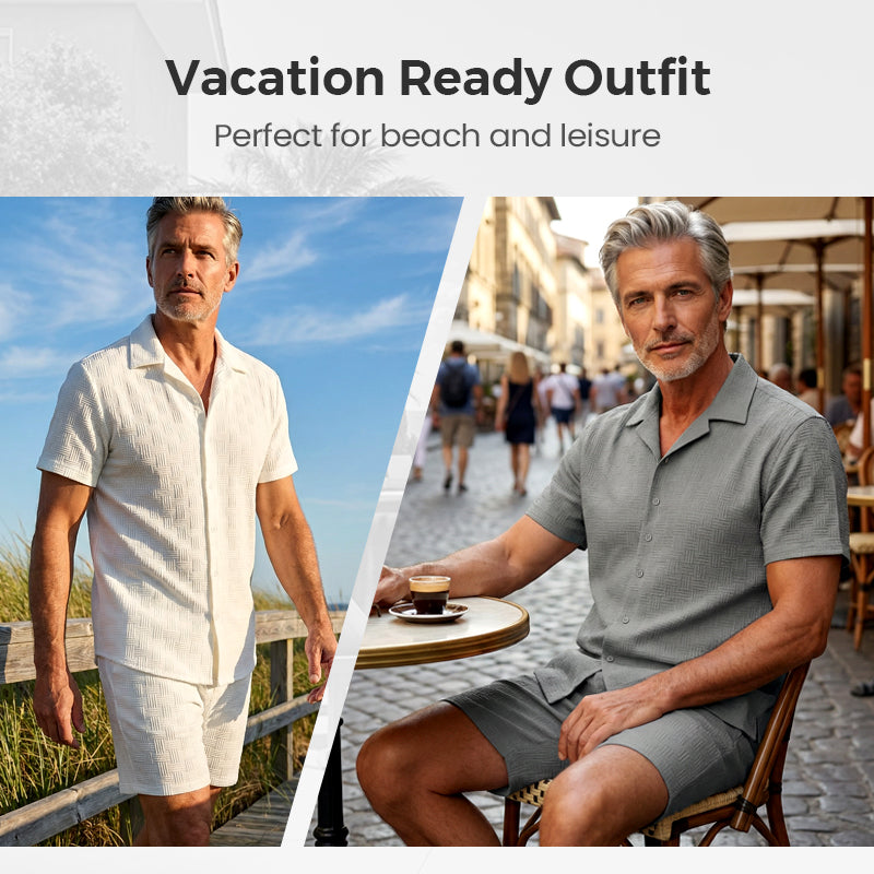 Herrset med Jacquardskjorta och Shorts