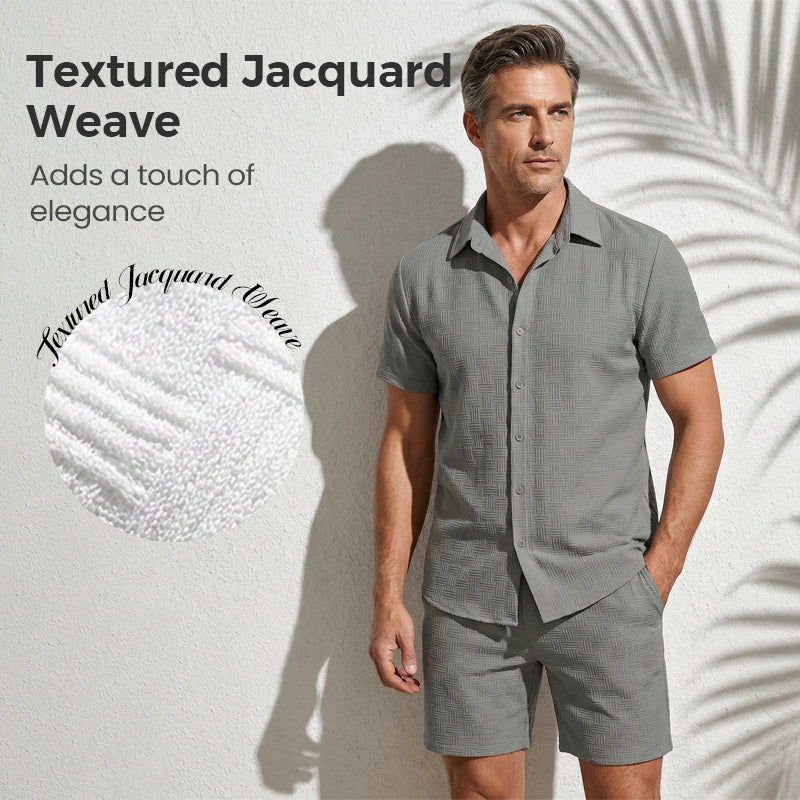 Herrset med Jacquardskjorta och Shorts